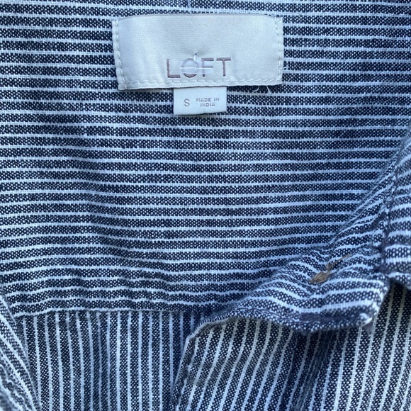 Loft Railroad Stripe Linen Blend Shirt Jacket Gray and White Size Small - Picture 12 of 13